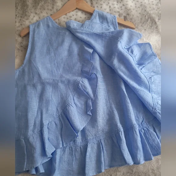 NWT Vineyard Vines Linen Ruffle Top, size S - Picture 5 of 12